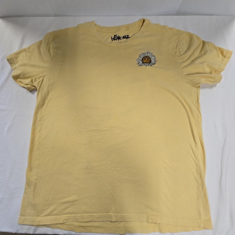 Blink 182 Shirt Mens X-large Yellow Punk Rock Band Sunflower Logo Concert Tour